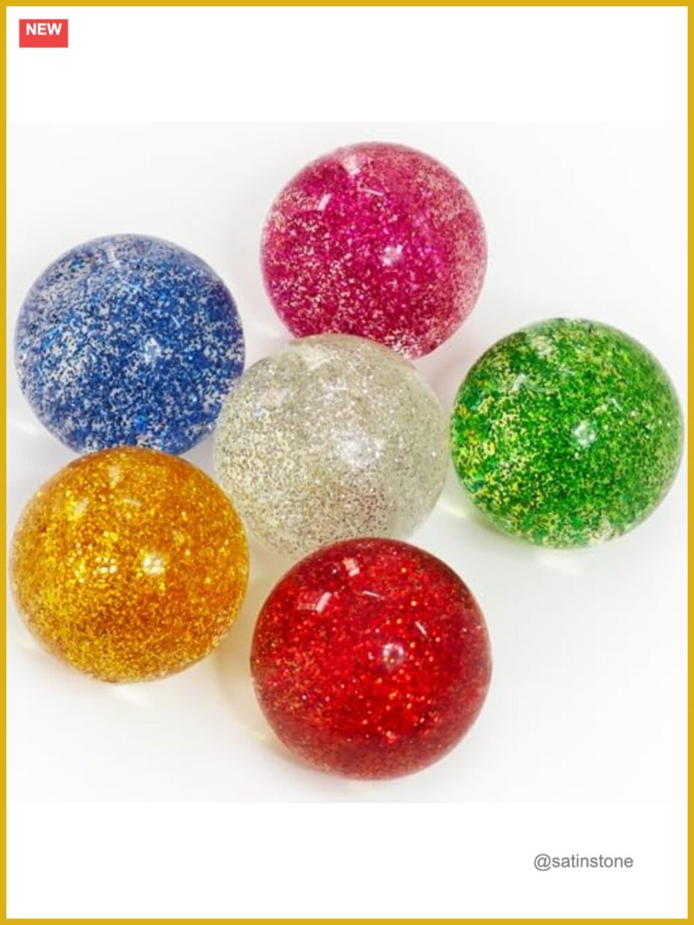 6 Pack Glitter Bouncy Balls – 1.65in Super Bouncy Rubber Balls, Party Favors